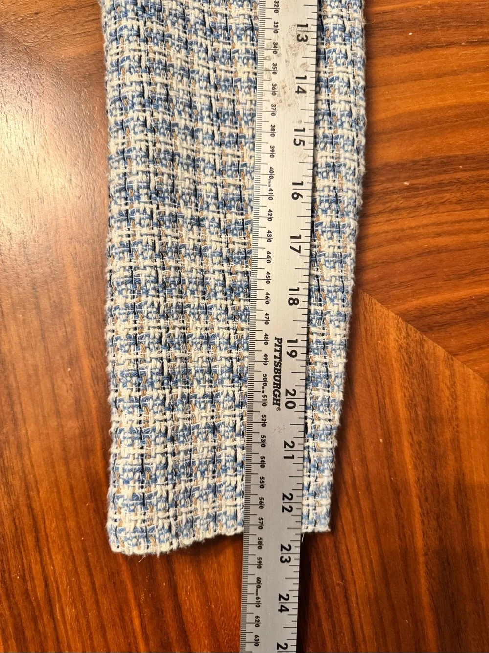 Zara Blue White Tweed Double Breasted Blazer Bouclé Jacket Size S